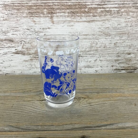 Vintage Swanky Swig Juice Glass – Blue Animal Print, Hazel-Atlas Kraft Kiddie Cu - Picture 1 of 8